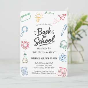 Invitación Fiesta de Regreso a Clases Dibujada a Mano