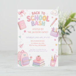 Invitación Fiesta de Regreso a Clases Rosa Pastel Adorable