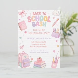 Invitación Fiesta de Regreso a Clases Rosa Pastel Adorable