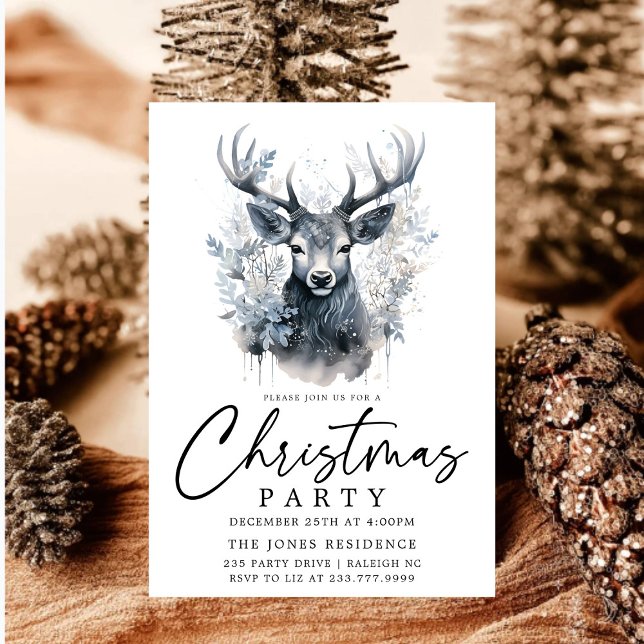 Invitación Fiesta de renos de Navidades blancos y negros mode (Subido por el creador)