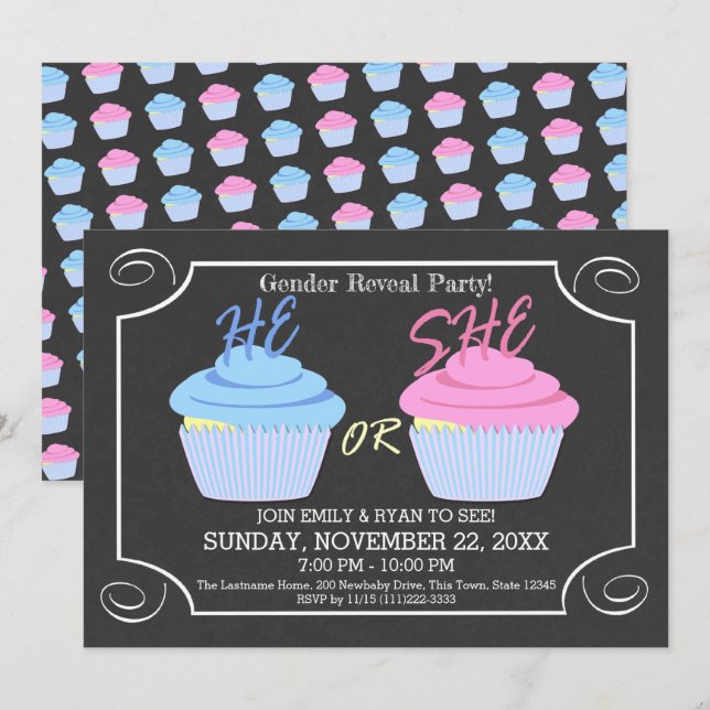 Invitación Fiesta de repostería de género de repostería (Anverso / Reverso)