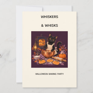Invitación Fiesta de repostería de Halloween de Bigotes y Bat