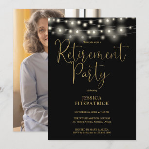 Invitación Fiesta De Retirada De Fotos Con Luz De Cadena Negr