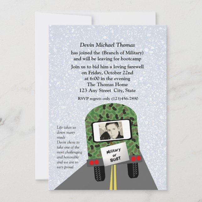 Invitación Fiesta de retirada militar (Anverso)