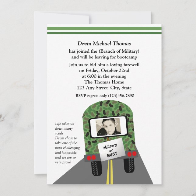 Invitación Fiesta de retirada militar (Anverso)