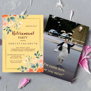 Invitación Fiesta de retiro de acuarela floral clásico elegan