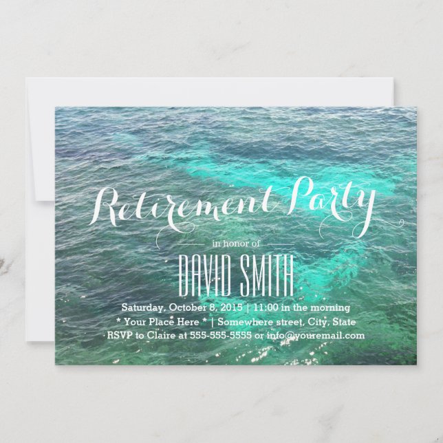 Invitación Fiesta de retiro de agua azul de playa (Anverso)