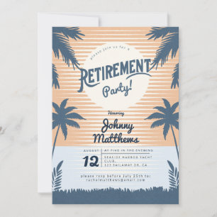 Invitación fiesta de retiro de atardecer de playa tropical