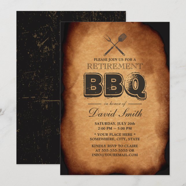 Invitación Fiesta de retiro de barbacoa del patio trasero ant (Anverso / Reverso)