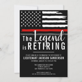 Invitación Fiesta de retiro de bomberos de línea roja delgada