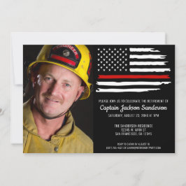 Invitación Fiesta de retiro de bomberos foto delgada de la lí