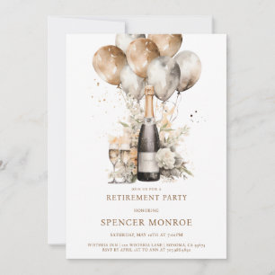 Invitación Fiesta De Retiro De Champagne Y Balloons