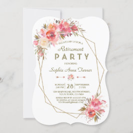 Invitación Fiesta de retiro de cuadros de Purpurina de oro fl