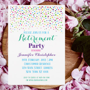 Invitación Fiesta de retiro de escritura de confeti colorido