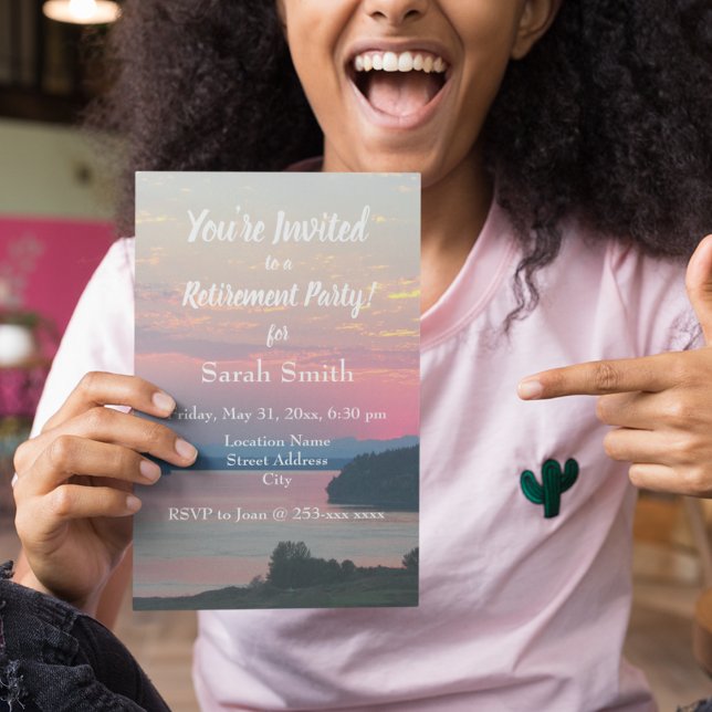 Invitación Fiesta de retiro de foto de puesta al sol rosa (In Situ)