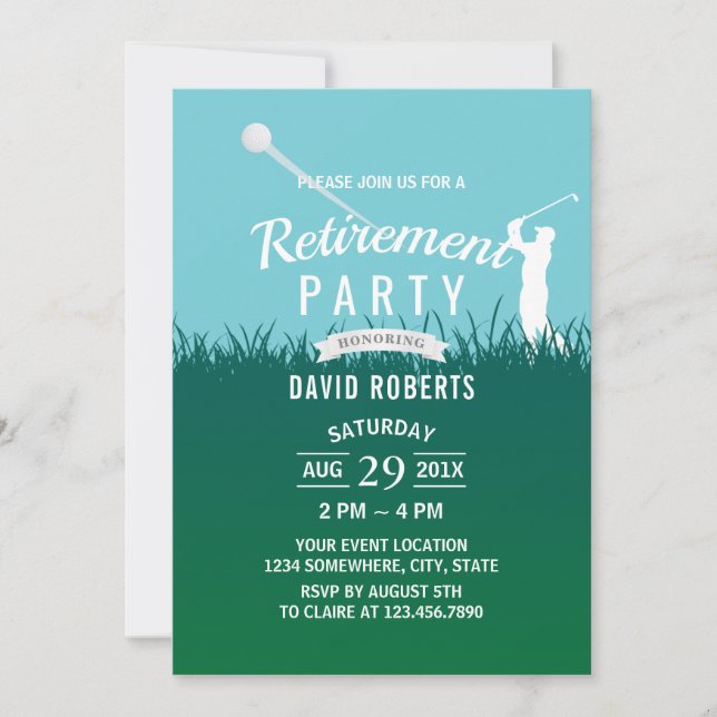 Invitación Fiesta de retiro de golf (Anverso)