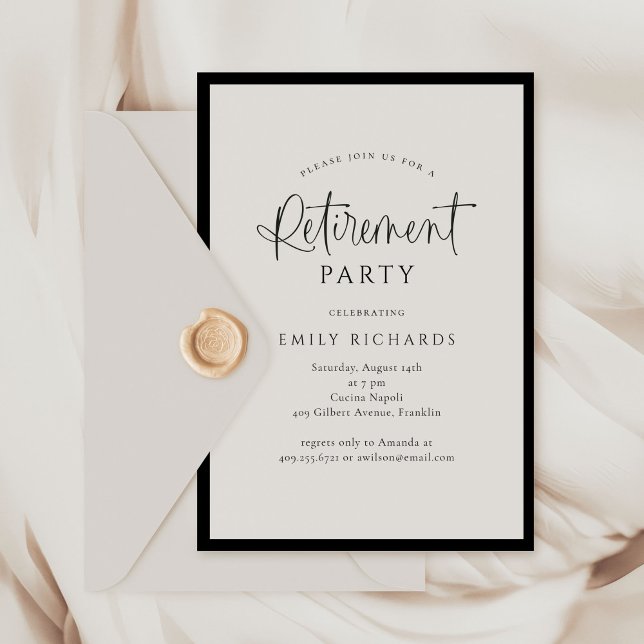 Invitación Fiesta de retiro de guión de caligrafía simple ele (Subido por el creador)