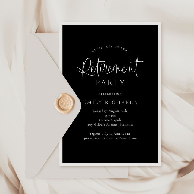 Invitación Fiesta de retiro de guión de caligrafía simple ele (Subido por el creador)