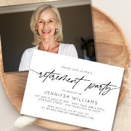 Invitación Fiesta de retiro de guión simple foto horizontal