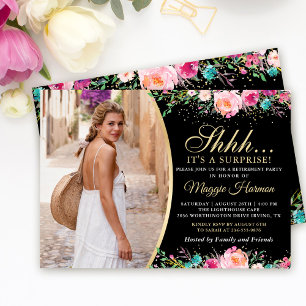 Invitación Fiesta de retiro de la floral Black Gold