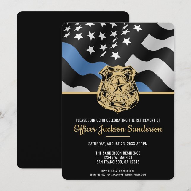 Invitación Fiesta de Retiro de la Policía Aplicación de la Le (Anverso / Reverso)