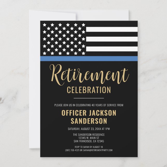 Invitación Fiesta de Retiro de la Policía Aplicación de la Le (Anverso)