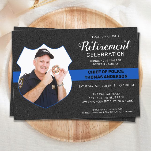 Invitación Fiesta de retiro de la policía foto de piel falsa (Subido por el creador)