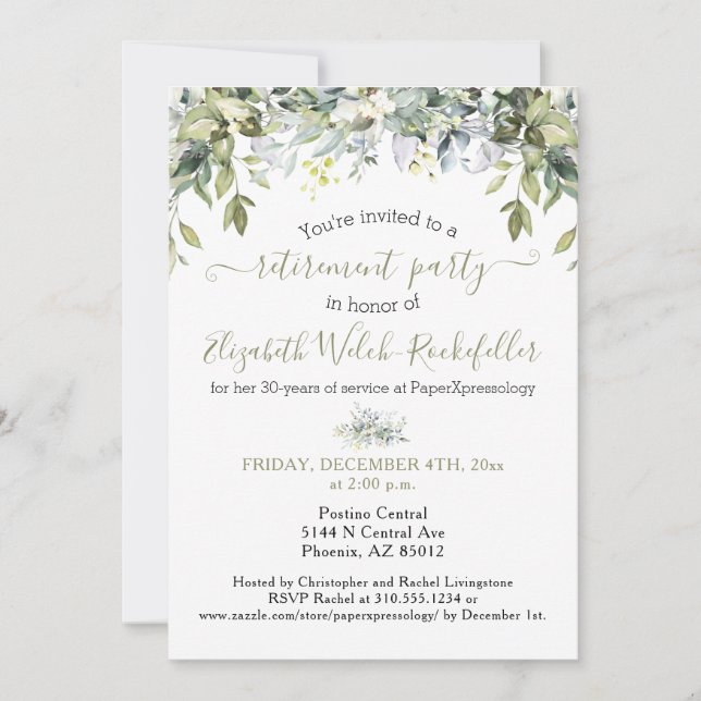 Invitación Fiesta de retiro de la vegetación moderna (Anverso)