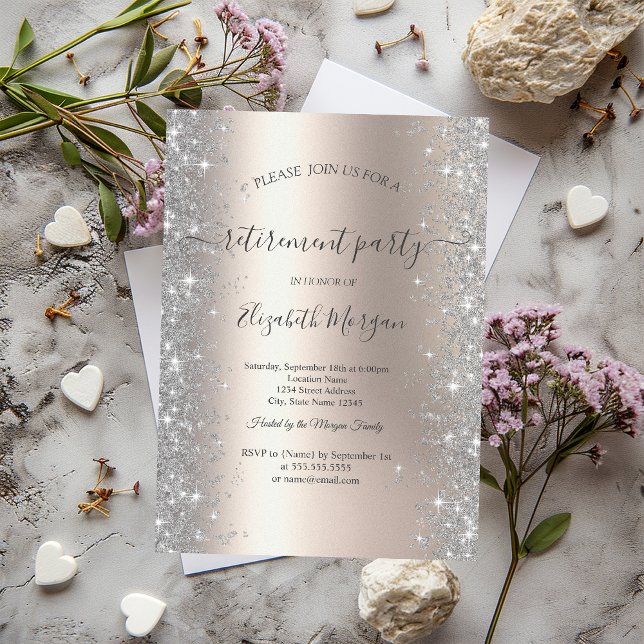 Invitación Fiesta de retiro de marfil de diamantes de espuma  (Subido por el creador)