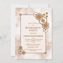 Invitación Fiesta de retiro de mármol de marco dorado