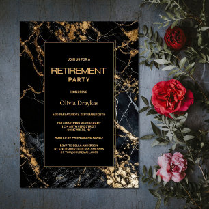 Invitación Fiesta de retiro de mármol de oro negro