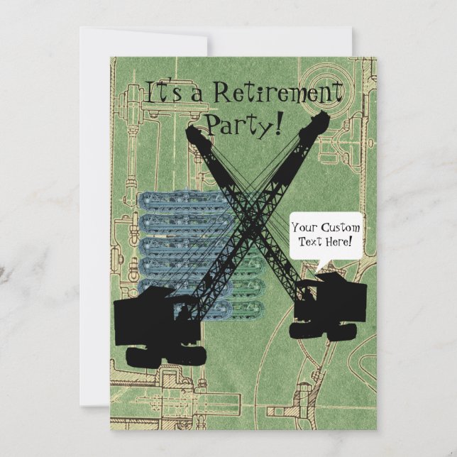 Invitación Fiesta de retiro de operador de grúa de ingeniero  (Anverso)