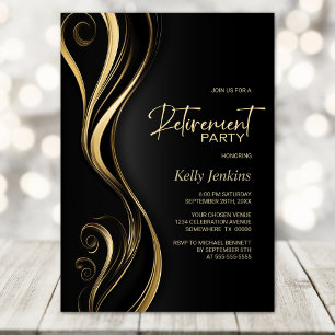 Invitación Fiesta de retiro de oro negro moderno