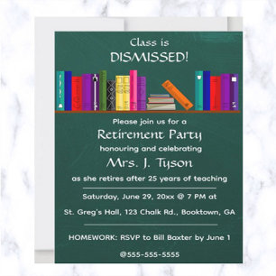 Invitación Fiesta de retiro de profesor de Chalkboard Editabl