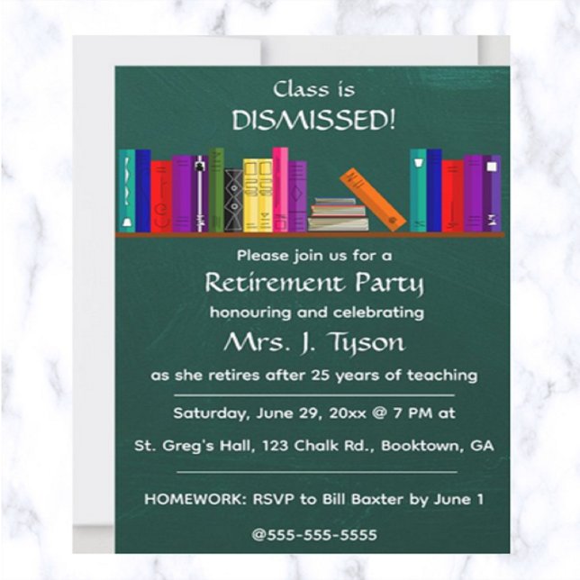 Invitación Fiesta de retiro de profesor de Chalkboard Editabl (Subido por el creador)