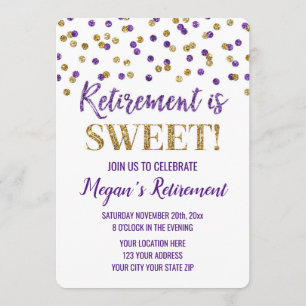 Invitación Fiesta de retiro de Purpurina Purple Gold