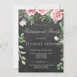 Invitación Fiesta de retiro de rosas rosadas rusas en el tabl