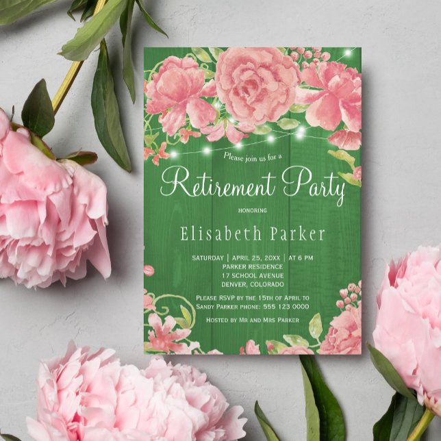 Invitación Fiesta de retiro de rosas ruidosas rosadas rosadas (Subido por el creador)