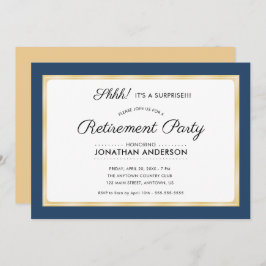 Invitación Fiesta de retiro de sorpresas Azul horizontal y or