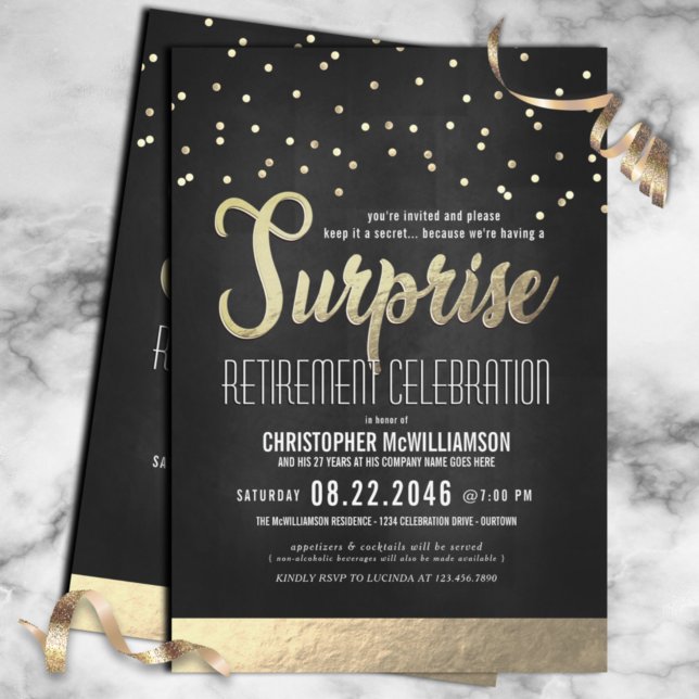 Invitación Fiesta de retiro de sorpresas de moda para negros  (Subido por el creador)