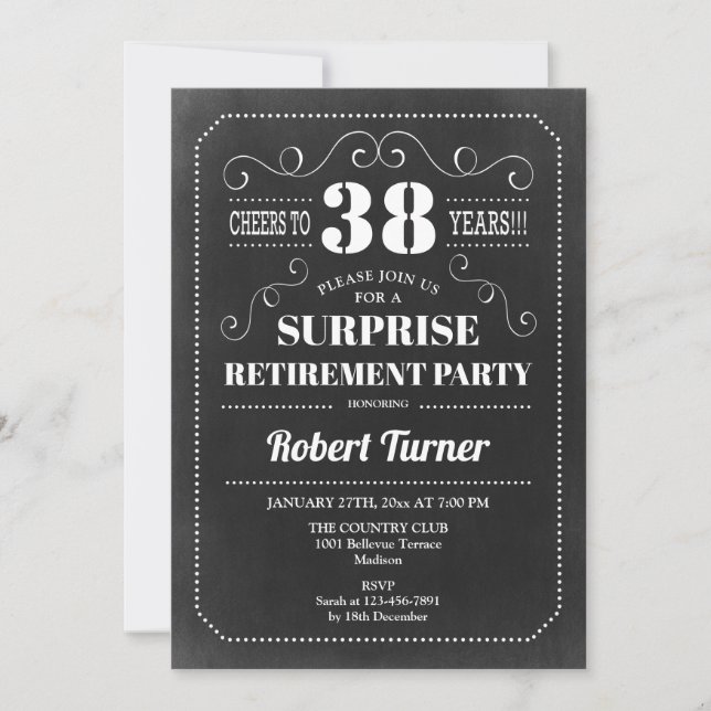 Invitación Fiesta de retiro de sorpresas - Patrón de tablero  (Anverso)