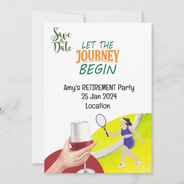 Invitación Fiesta de retiro de tenis para jugadora (Anverso)