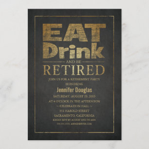 Invitación Fiesta de retiro divertido con efecto dorado Chalk