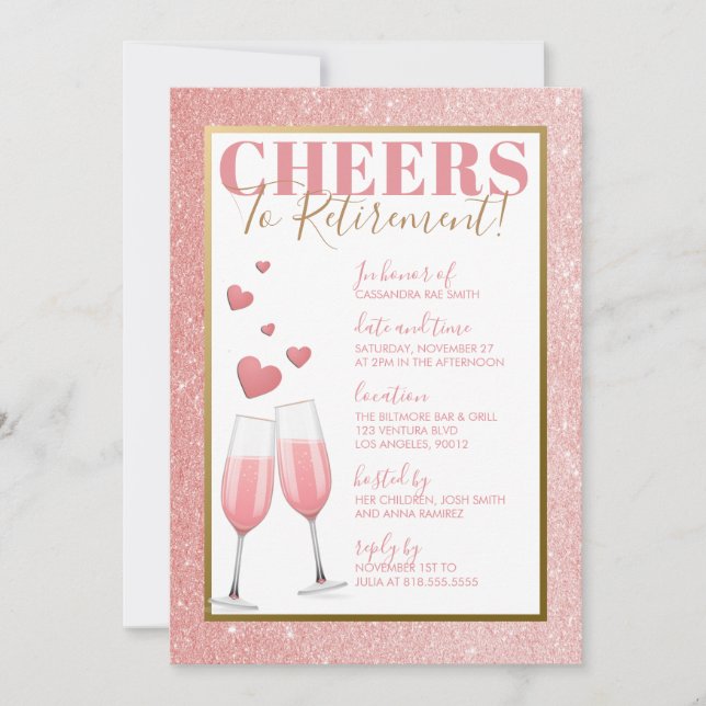 INVITACIÓN FIESTA DE RETIRO EL %PIPE% CHAMPÁN ROSADO (Anverso)