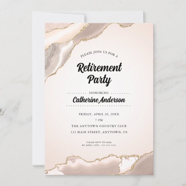 Invitación Fiesta de retiro elegante del equipo de retiro de  (Anverso)