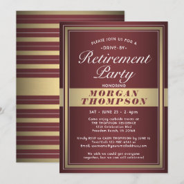 Invitación Fiesta de retiro en automóvil Burgundy Red Gold Wh