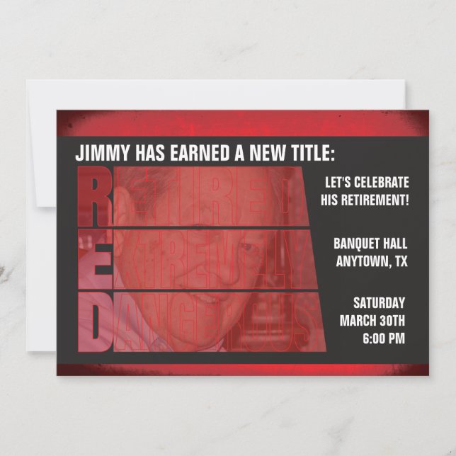 Invitación Fiesta de retiro extremadamente peligroso jubilado (Anverso)