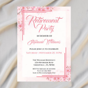 Invitación Fiesta de retiro femenina elegante floral rosa