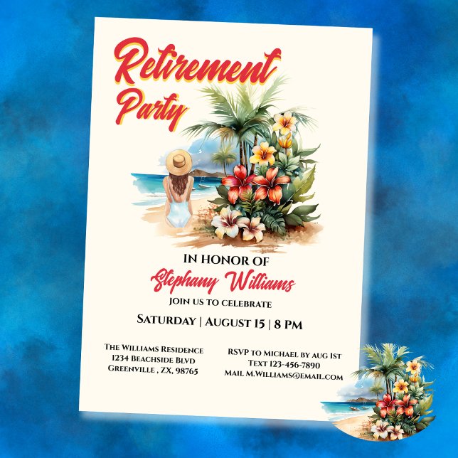 Invitación Fiesta de retiro femenina en playa de Aloha (Subido por el creador)