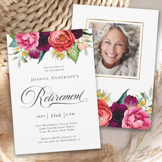 Invitación Fiesta de retiro floral de acuarela rusa (Available as printed and paperless digital download!)